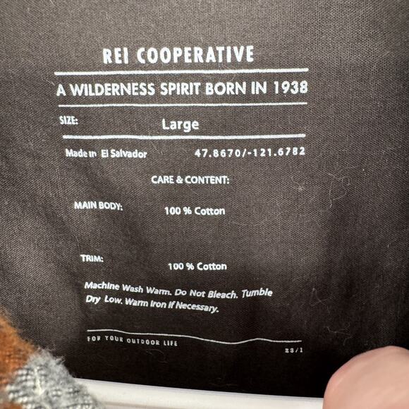 REI Shirt Mens Large Plaid Flannel Button Up Outdoor Workwear Casual - Picture 9 of 12